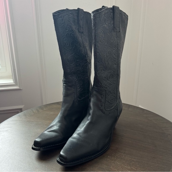 Coldwater Creek Vintage Western Cowboy Boots - Black Leather - Size 8 - EUC - Picture 2 of 10